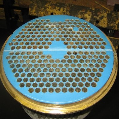 04 Heat Exchanger Tube Sheet Coated With Resimac 202 Blue by OptiCorr